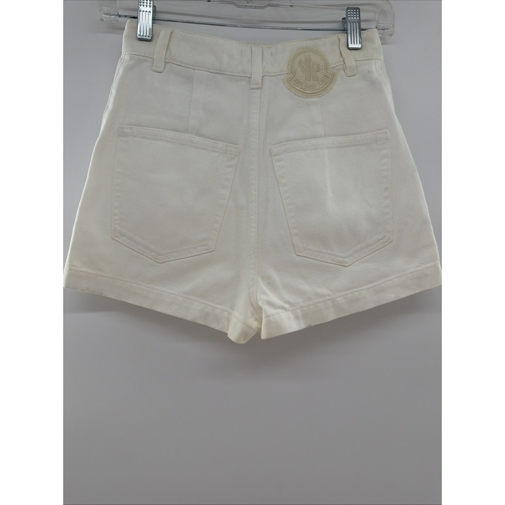 Moncler Summer White Shorts for Ladies Size 38 Denim Logoed Back Pocket